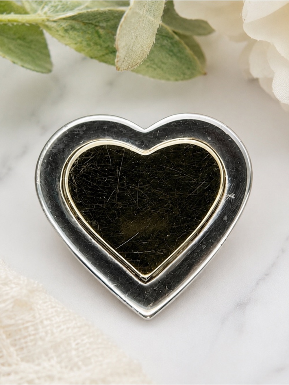 Tiffany & Co Vintage Double Heart Pin 18K  and Sterling Silver